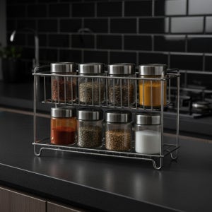 주방 쇠테리어 스텐 양념통 미니 2단 선반 싱크대 미니 양념 소스 정리 와이어라인 스탠드