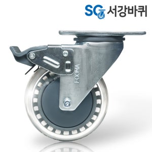 고급 무소음 우레탄 GL100(4인치) 가구 이동 캐스터 지덕산업 100mm 회전 브레이크