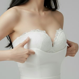 노와이어브라 웨딩촬영 오프숄더 처진가슴 끈없는 뽕브라 백리스 보정