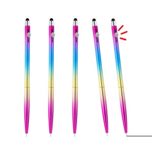 보석 터치 볼펜 노크식 오로라 UV코팅 부드러운 필기감 0.7mm 블랙, 5개