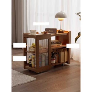 쇼파 원목 침대협탁 미니 수납장 선반 우드 거실 바퀴 이동식 몽땅 체리나무 유리형 완제품