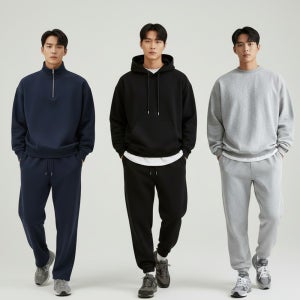 남자 트레이닝복 세트 오버핏 맨투맨 후드티 반집업 운동복 빅사이즈 스웻 셋업