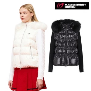 마스터바니 골프웨어 여성 골프 점퍼 폭스퍼 구스다운 니트 패딩 집업 E4JP503