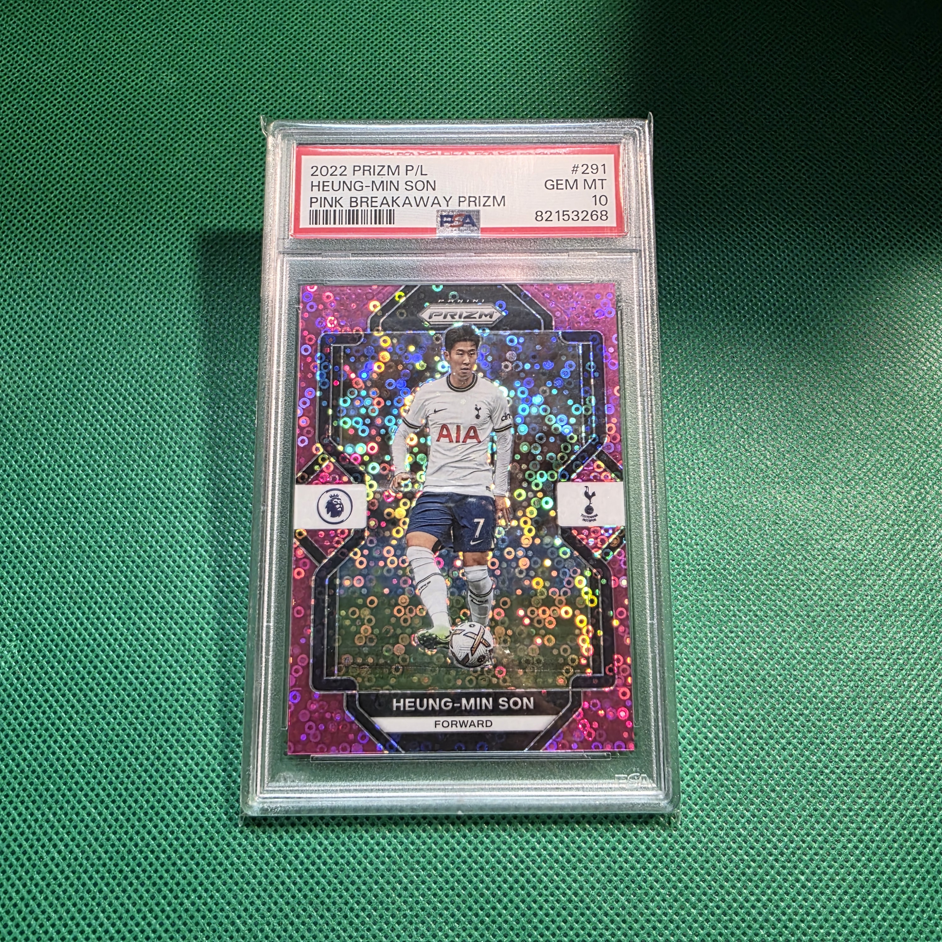 손흥민스포츠카드2022-23 Prizm 프리미어리그 #291 Pink Breakaway #1099 PSA10