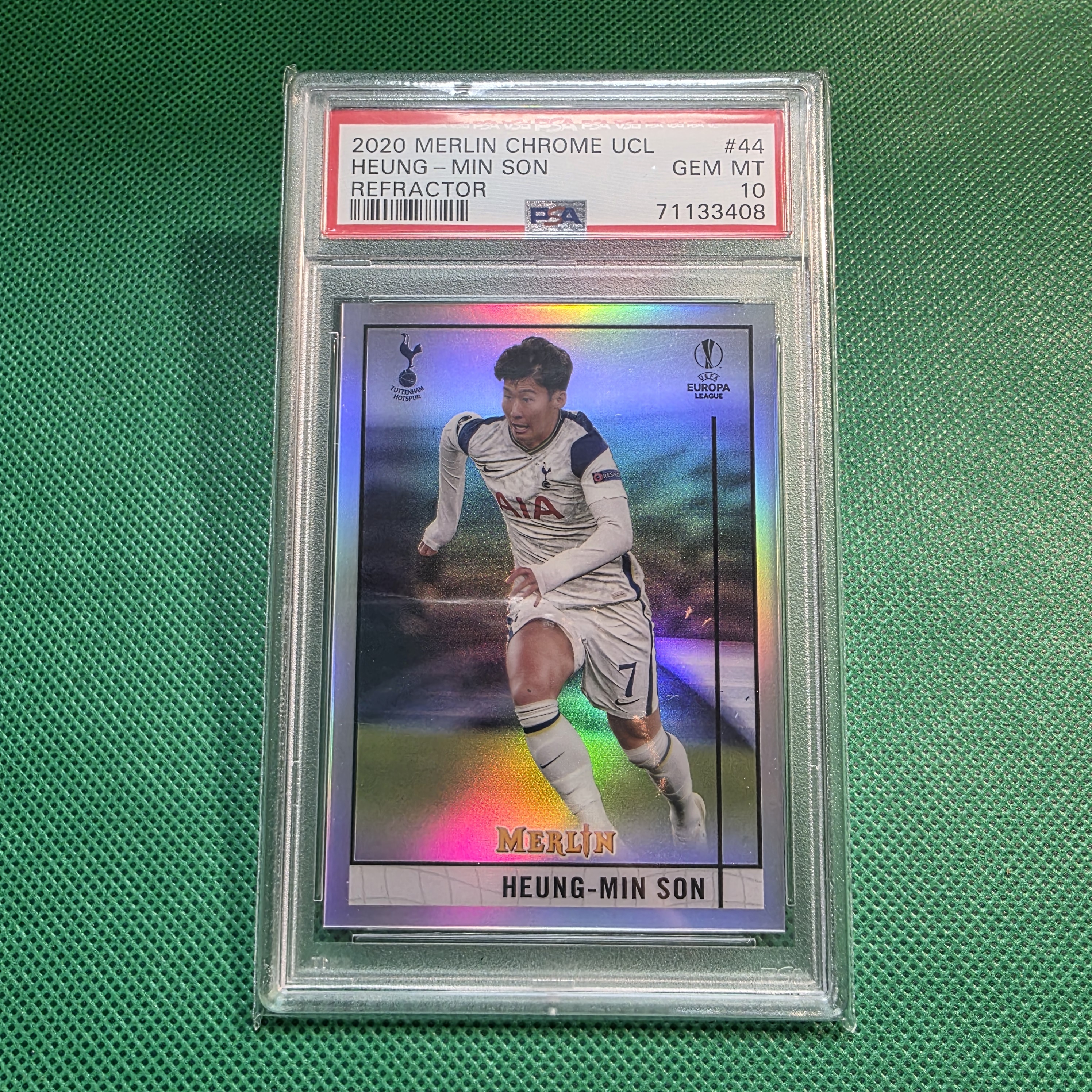 손흥민 스포츠 카드 2020 Topps Merlin Chrome Refractor PSA 10 #44