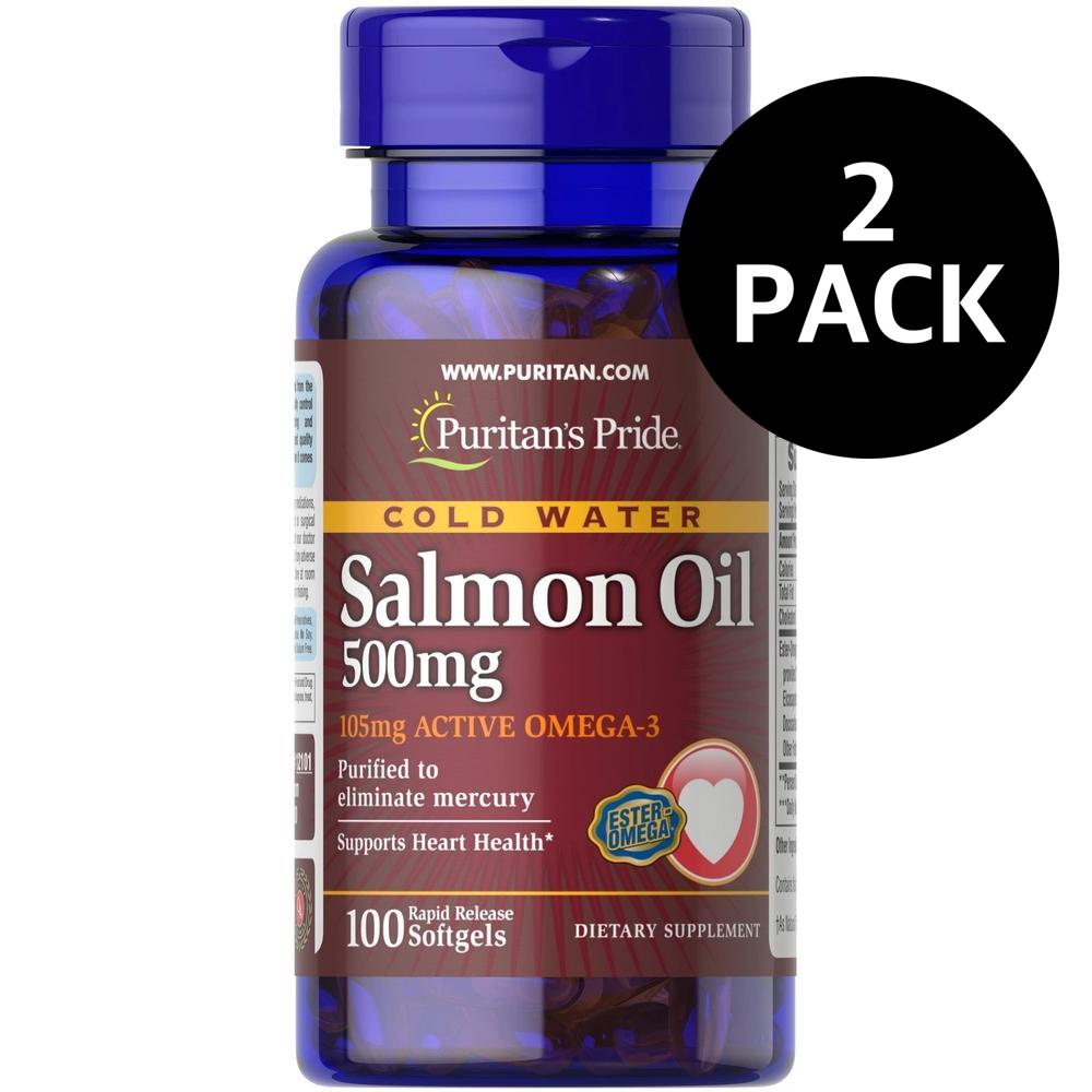퓨리탄스프라이드 오메가3 연어 오일 500mg 105mg 활성 오메가3 2개 100정 Puritan’s Pride Omega3 Salmon Oil Active Omega3
