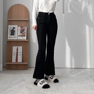 키작녀블랙진 세미부츠컷청바지 키작녀부츠컷