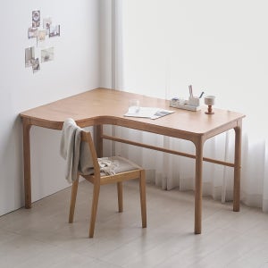 [책꽂이 포함] 모모드 코브 코너책상 L자형 원목 코너형 책상 테이블 1400 좌측형, 애쉬브라운