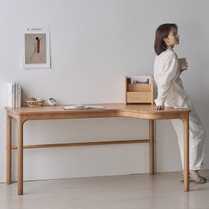 [책꽂이 포함] 모모드 코브 코너책상 L자형 원목 코너형 책상 테이블 1600 우측형, 애쉬브라운