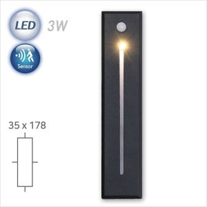Q185 외부 센서 매입벽등 LED 3W 3000K (블랙)