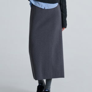 여성 밴딩 니트 H라인 롱 니트 스커트 2기장 (SK2509)