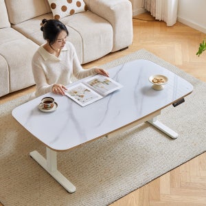 아우스 FJ16 강화유리 원목 전동 모션 거실 테이블 소파 대리석 무늬 사각형 1000