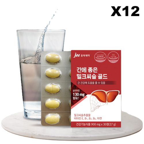 <b>중외제약 간</b>에좋은 실리마린 밀크씨슬 골드 900mg 30정, 12개
