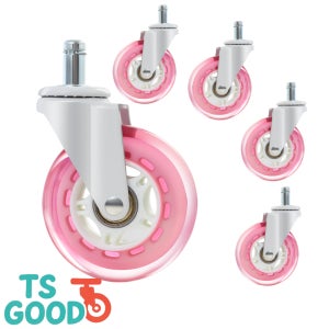 무소음 의자바퀴 3인치 (7.5cm) 5개 세트 핑크