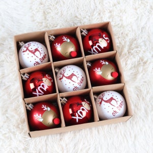 크리스마스 트리 장식 볼장신구 레드 오너먼트 9구 세트