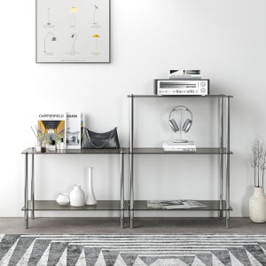 모듈 스테인리스 유리 수납 선반 거실 수납 장식장 2단