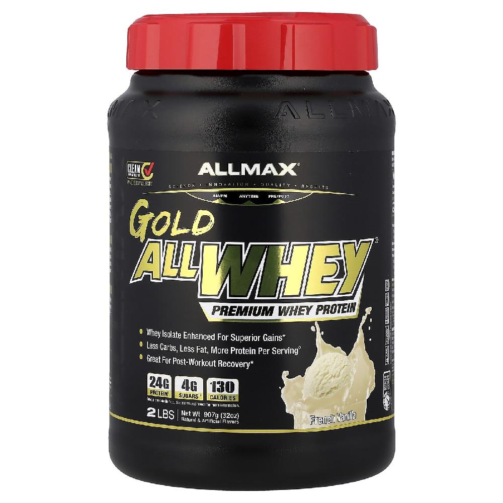 올맥스 <b>골드올웨이</b> <b>GOLD</b> ALLWHEY 단백질 쉐이크 프로틴 프렌치 바닐라 분말 907g