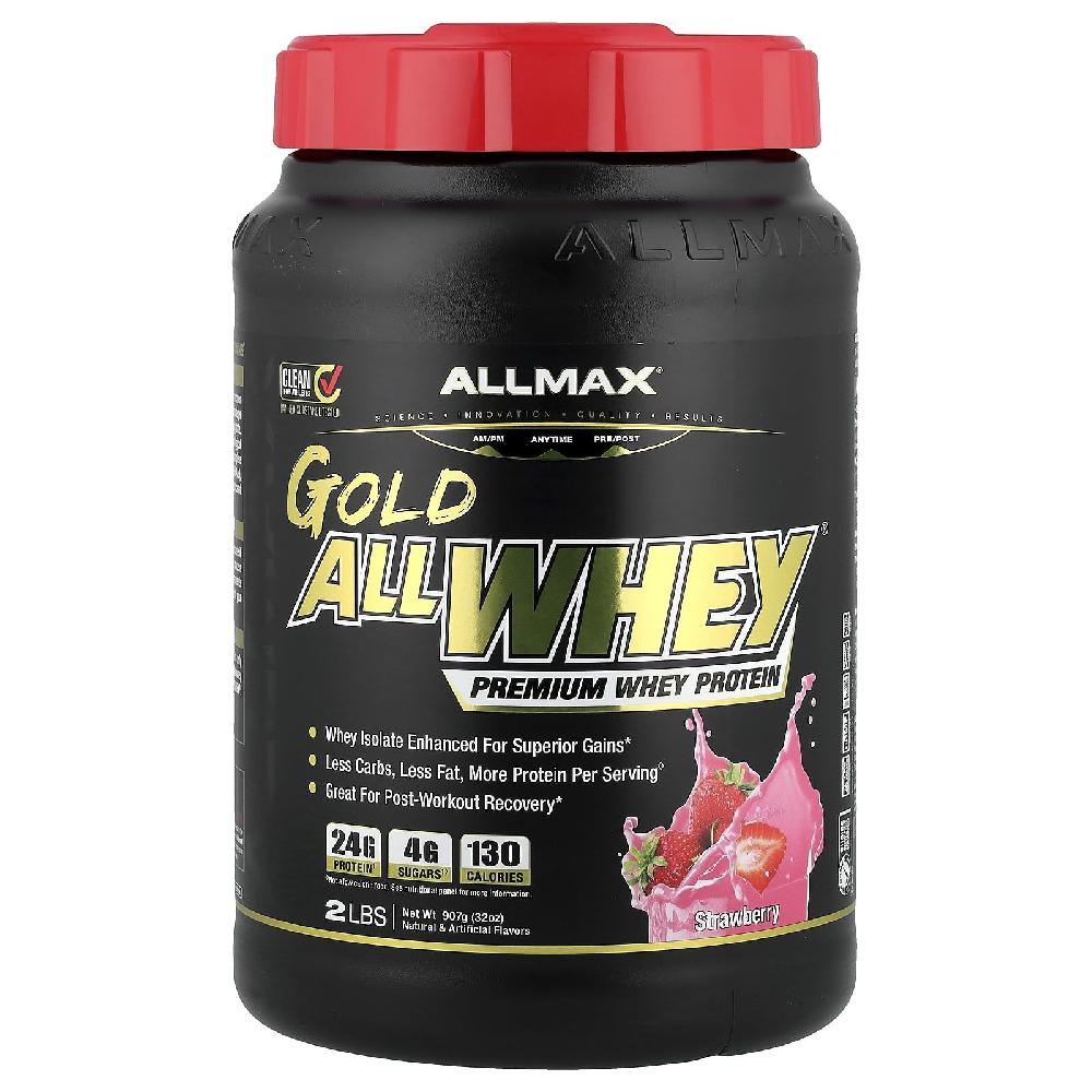 올맥스 <b>골드올웨이</b> <b>GOLD</b> ALLWHEY 단백질 쉐이크 프로틴 스트로<b>베리</b> 딸기 분말907g