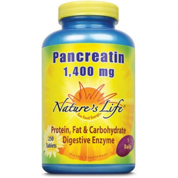 멀티 엔자임 <b>소화</b> 식 체함 영양 네이처 라이프 판크레틴 4배 강도 | 250 ct