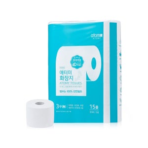 60롤 100% 천연펄프 애터미 화장지 4D(35M x 15롤) x 4팩