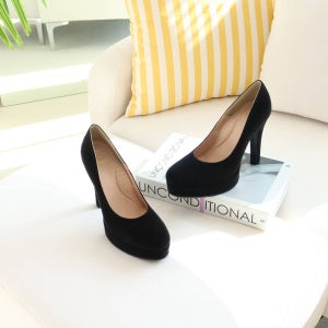 지쎄수제화 글로우 라운드토 펌프스 가보시 킬힐 구두12cm-255빅 블랙