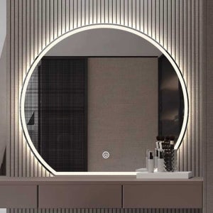 LED 스마트 욕실 거울 반원형 방수 조명 벽걸이 화장 50x44cm웜화이트선제어스위치없음