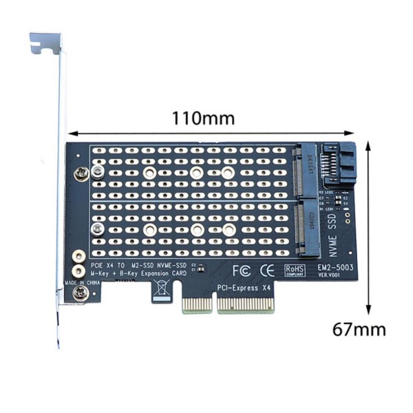어댑터 보드 싱글 및 듀얼 M.2 NVME NGFF Pcie 4x SSD B/M 키 지지대 PCI 익스프레스 3.0 2230 2280 드라이브