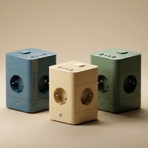 큐브 멀티탭 고용량 누전차단 USB C타입 4000W 1.8m, 타워형4구 옐로우, 1개