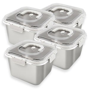 에브리 연마제X 숨쉬는 스텐용기 스텐 김치통 밀폐용기 김치냉장고통 정사각 5.5L, 4개