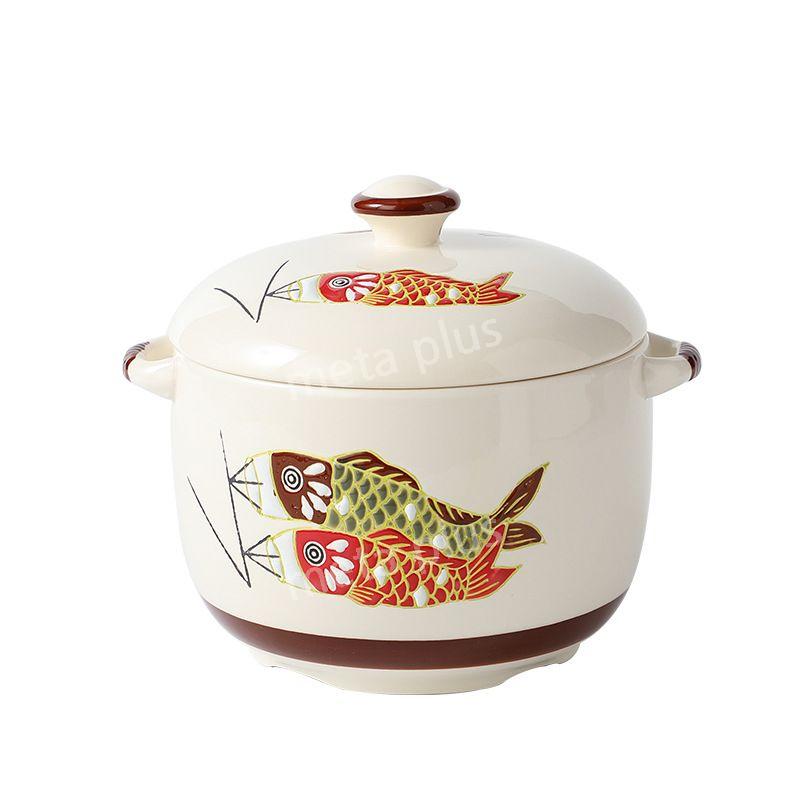 1인용 뚝배기 일본 가정식 냄비 계란찜 된장 전골 미니뚝배기 일본식 잉어 숟가락