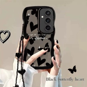 [귀여운 인스타 감성] 하트 러브 물결 범퍼 테두리 모양 케이스 투명블랙, 갤럭시A21-A21S 공용
