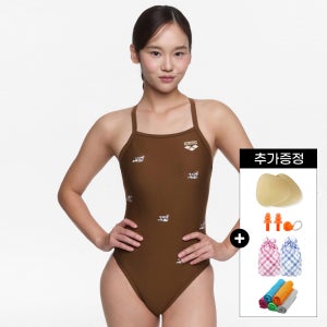 아레나수영복 플러피프렌즈3 선수 원피스 크로스스트랩백 브라운 여성수영복 사은품5종 증정 A5FL1CO09