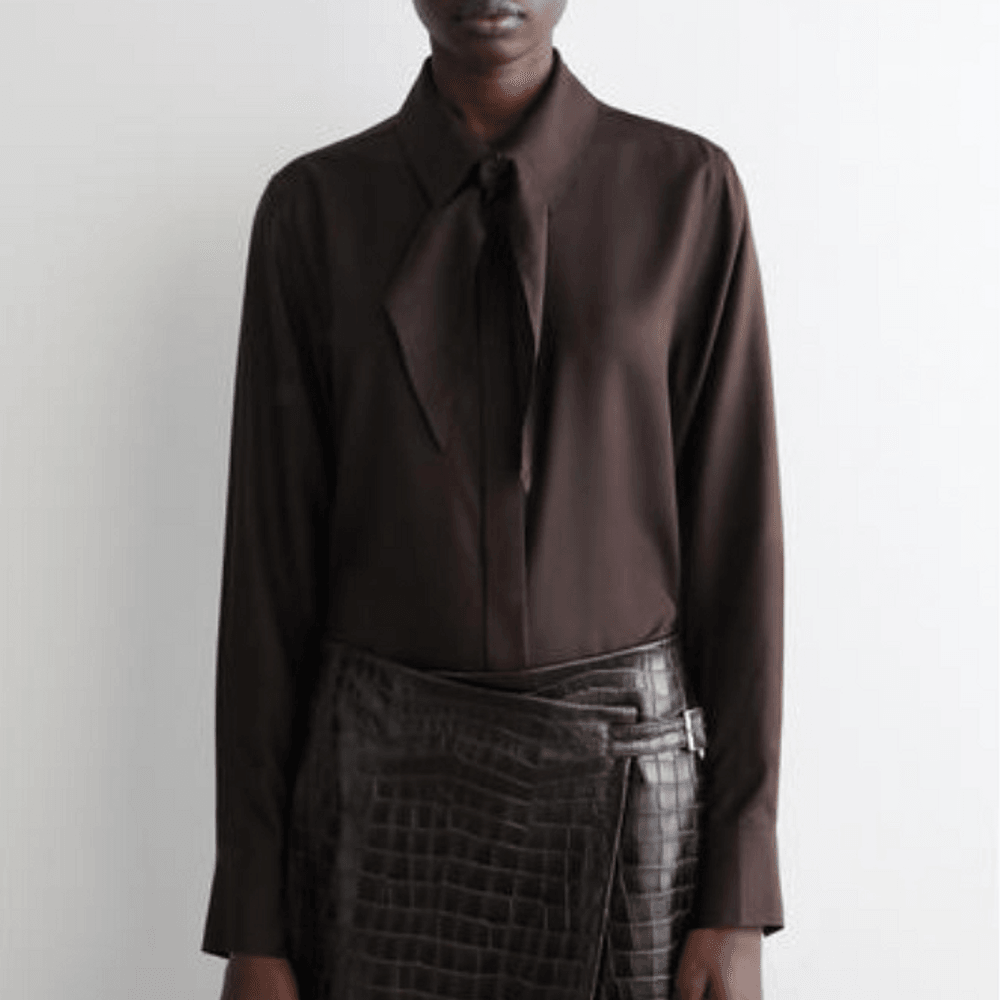 COS 코스 스카프 실크 셔츠 SCARF-DETAIL SILK SHIRT