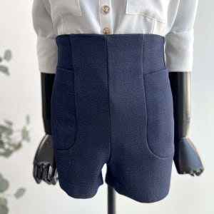 하이웨스트 포켓 슬림핏 기모 정장반바지 25W