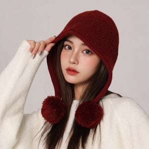 군밤모자 트루퍼햇 방한모 귀도리모자 귀마개 귀달이비니 겨울 패딩 레드