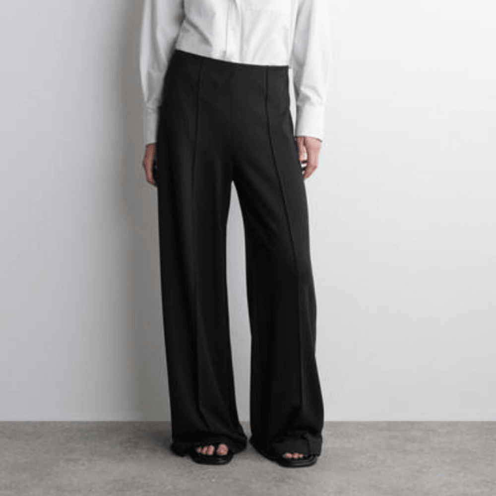 COS 코스 저지 와이드 레그 팬츠 JERSEY WIDE-LEG TROUSERS 블랙