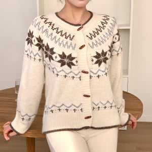[남주]겨울 감성 노르딕 빈티지 캐주얼 꾸안꾸 눈꽃 니트 가디건