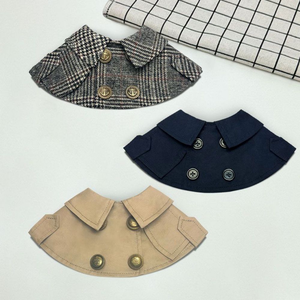 강아지 트렌치 망토 바람막이 케이프 가을옷 격자 XS