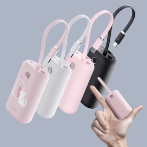 아이워크 기내반입보조배터리 초고속미니 휴대용 양방향충전 선물용 10000mAh, 핑크