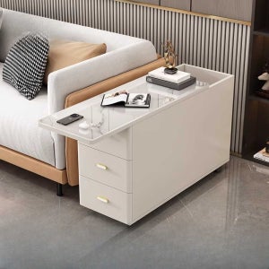 틈새 협탁 소파 옆 슬림형 리모컨 수납 거실 보조 A형 80x30x60cm (아이보리)