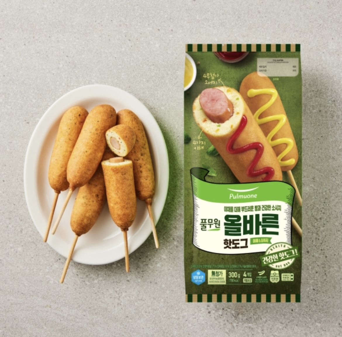 <b>풀무원</b> 올바른 핫도그(4개입) (300g) 매일 먹어도 <b>건강</b>한 핫도그