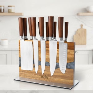 스텔로 원목 자석 칼블럭 칼 걸이 주방 칼집
