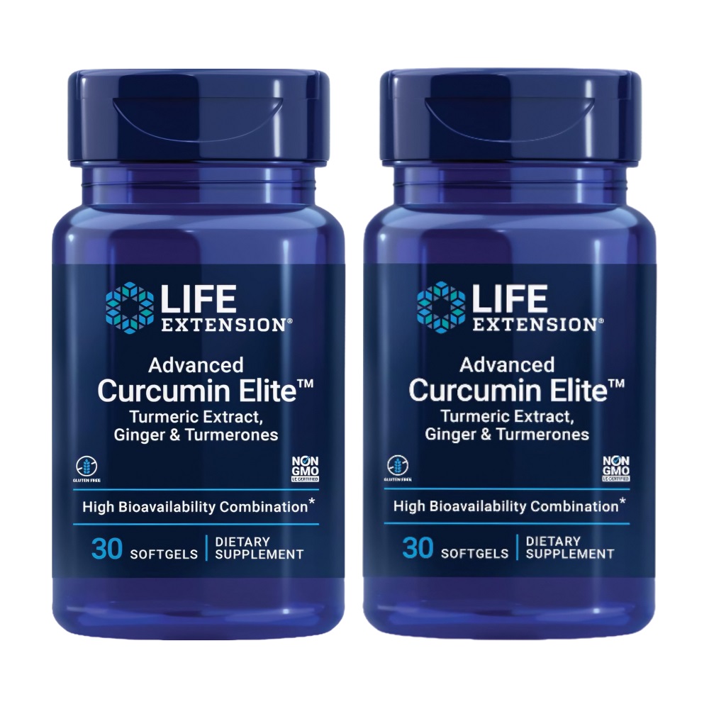 라이프익스텐션 <b>어드밴스드 커큐민 엘리트</b> 터메릭 추출물 강황 생강&amp;터메론 30소프트젤 2통