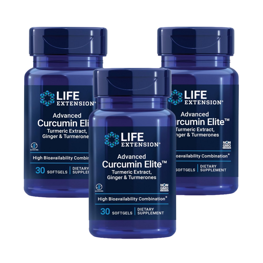 라이프익스텐션 <b>어드밴스드 커큐민 엘리트</b> 터메릭 추출물 강황 생강&amp;터메론 30소프트젤 3통