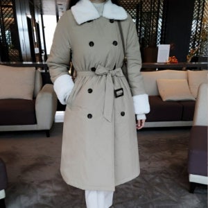 밍크 퍼 트렌치 여성 트렌치 코트 롱패딩