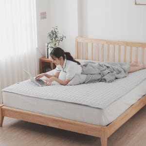 커버형 한미메리노 카본 온열매트 전기 탄소매트 전기요 더블, 150x200cm, 그레이