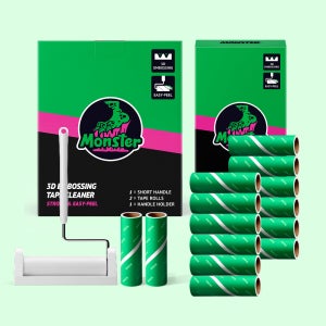 몬스터 겔 사선컷팅 돌돌이 테이프클리너 초강력 먼지제거 숏핸들+거치대+리필14P 깔끔세트