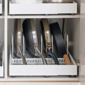 코드리빙 넓이 길이조절 후라이팬 정리대 거치대 냄비 뚜껑 보관 선반 수납함 DR-1-F1