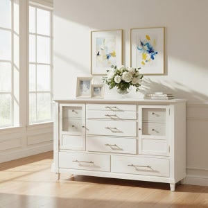 미라지가구 B5003-DD 4단 원목 와이드 서랍장