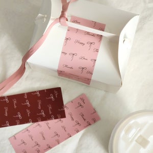 왈츠롱 스티커 선물포장 택배 베이커리 발렌타인 데이 빼빼로 화이트데이 핑크 세로 스몰바스켓